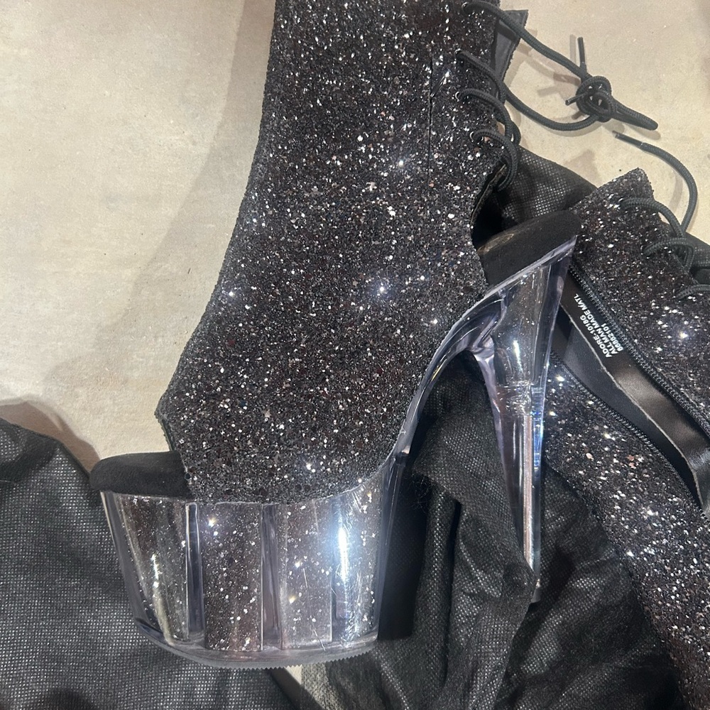Pleaser brand Sparkling Black Platform Heels/Dance heels
